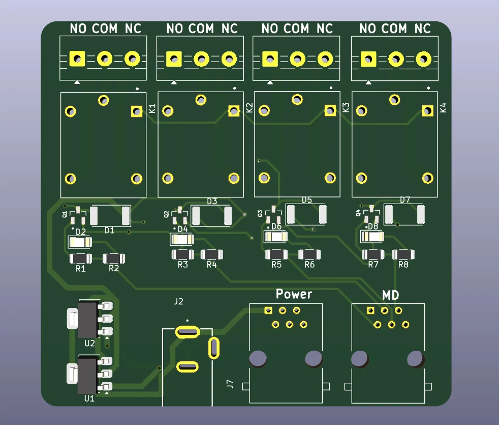 Four-channel relay PCB design